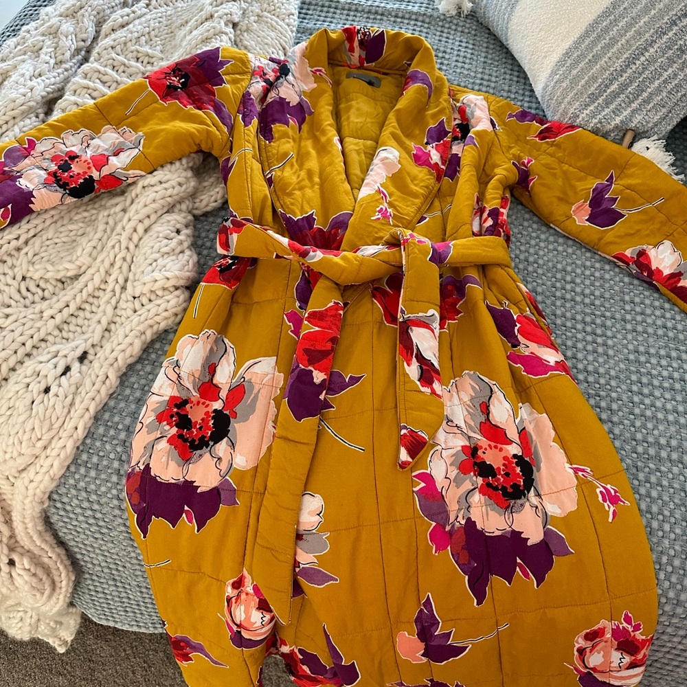 Anthropology quilted floral robe